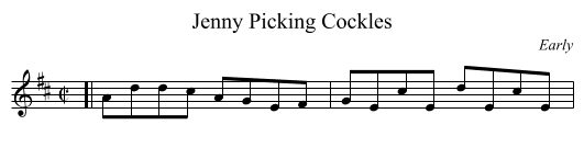 Jenny Picking Cockles - staff notation