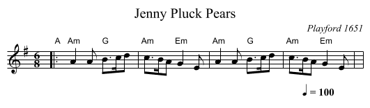 Jenny Pluck Pears - staff notation