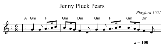Jenny Pluck Pears - staff notation