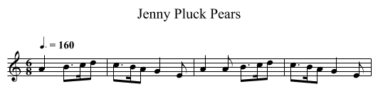 Jenny Pluck Pears - staff notation