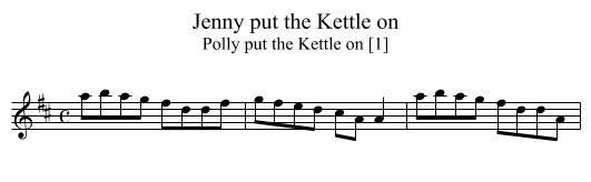 Jenny put the Kettle on - staff notation