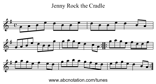 Jenny Rock the Cradle - staff notation