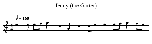Jenny (the Garter) - staff notation