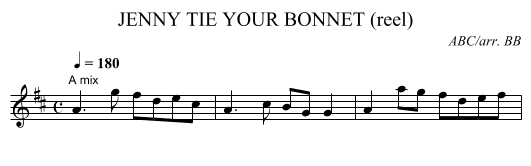 JENNY TIE YOUR BONNET (reel) - staff notation