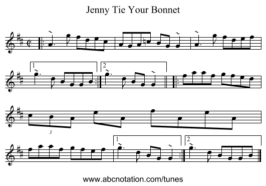 Jenny Tie Your Bonnet - staff notation