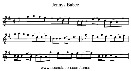 Jennys Babee - staff notation