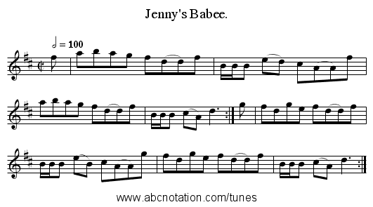 Jenny's Babee. - staff notation