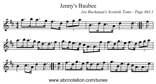 Jenny's Baubee - staff notation