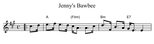Jenny's Bawbee - staff notation