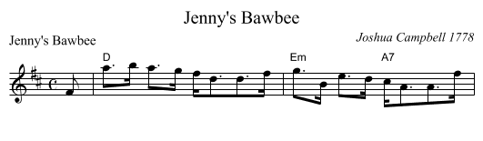 Jenny's Bawbee - staff notation