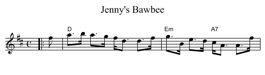 Jenny's Bawbee - staff notation