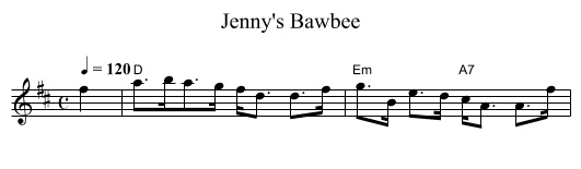 Jenny's Bawbee - staff notation