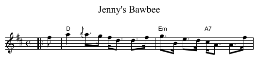Jenny's Bawbee - staff notation