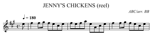 JENNY'S CHICKENS (reel) - staff notation