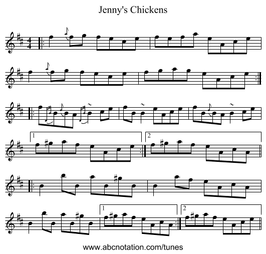 Jenny's Chickens - staff notation