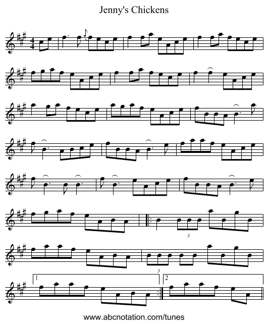 Jenny's Chickens - staff notation