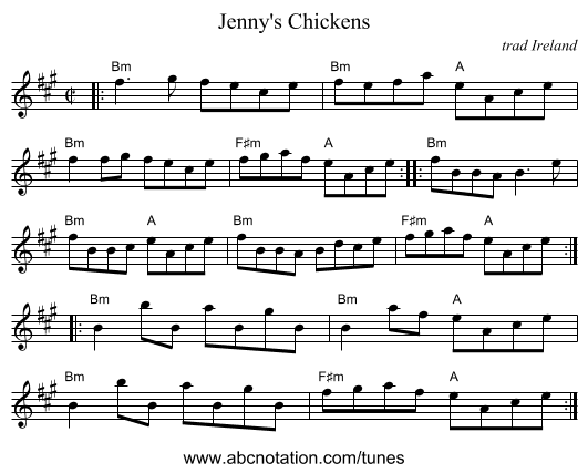 Jenny's Chickens - staff notation