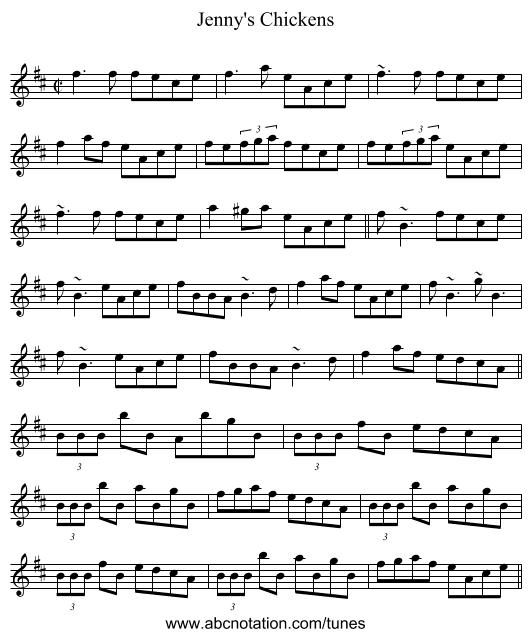 Jenny's Chickens - staff notation