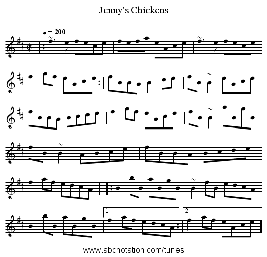 Jenny's Chickens - staff notation