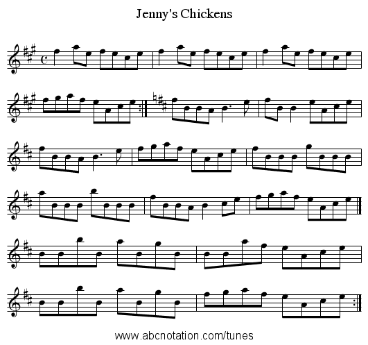 Jenny's Chickens - staff notation