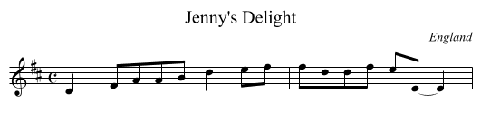 Jenny's Delight - staff notation
