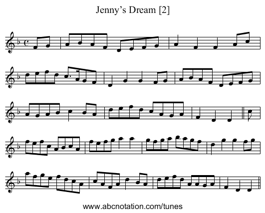 Jenny’s Dream [2] - staff notation