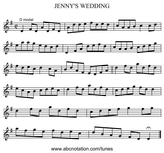 JENNY'S WEDDING - staff notation