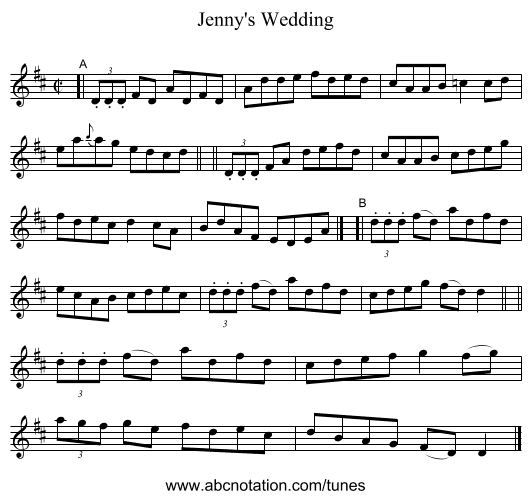 Jenny's Wedding - staff notation