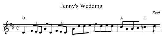 Jenny's Wedding - staff notation
