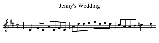 Jenny's Wedding - staff notation