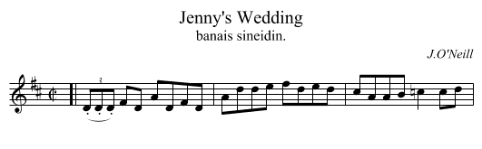 Jenny's Wedding - staff notation