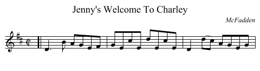 Jenny's Welcome To Charley - staff notation