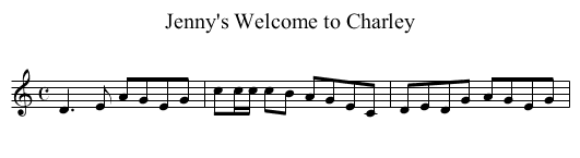 Jenny's Welcome to Charley - staff notation