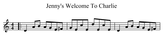 Jenny's Welcome To Charlie - staff notation