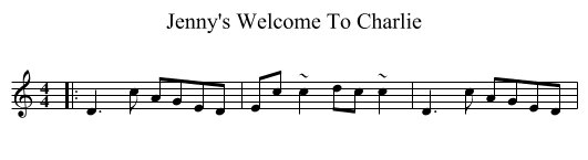 Jenny's Welcome To Charlie - staff notation