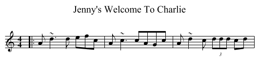 Jenny's Welcome To Charlie - staff notation