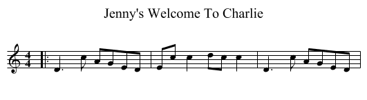Jenny's Welcome To Charlie - staff notation