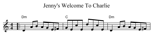 Jenny's Welcome To Charlie - staff notation