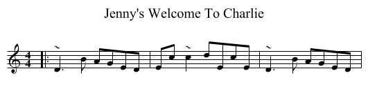 Jenny's Welcome To Charlie - staff notation