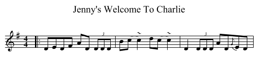 Jenny's Welcome To Charlie - staff notation
