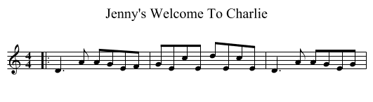 Jenny's Welcome To Charlie - staff notation