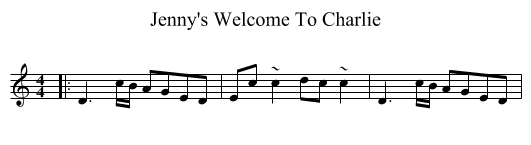 Jenny's Welcome To Charlie - staff notation