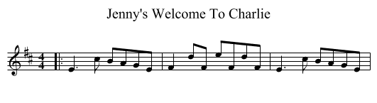 Jenny's Welcome To Charlie - staff notation