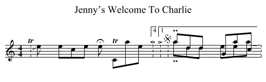 Jenny’s Welcome To Charlie - staff notation
