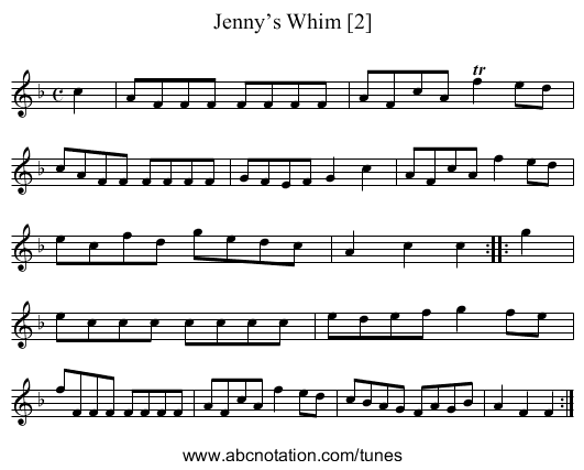 Jenny’s Whim [2] - staff notation