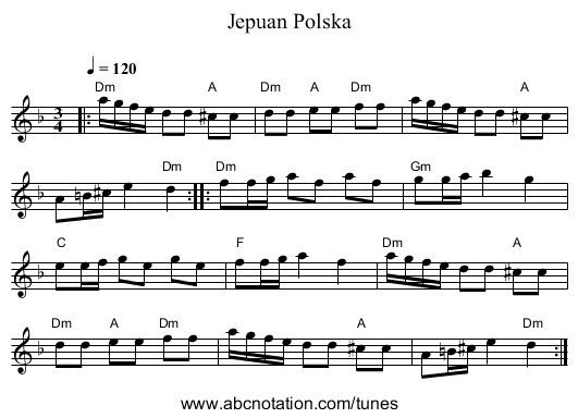 Jepuan Polska - staff notation