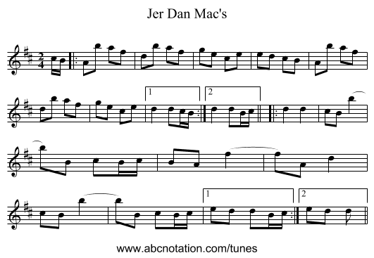 Jer Dan Mac's - staff notation