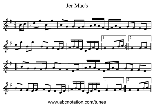 Jer Mac's - staff notation