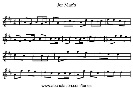 Jer Mac's - staff notation