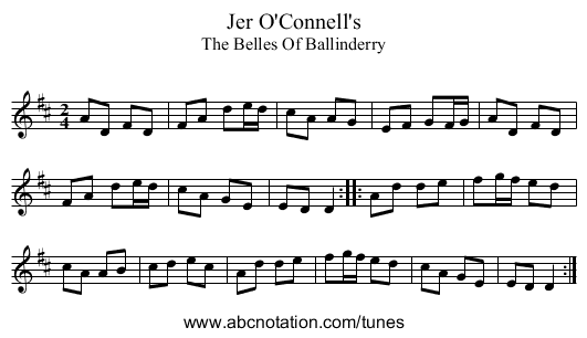 Jer O'Connell's - staff notation